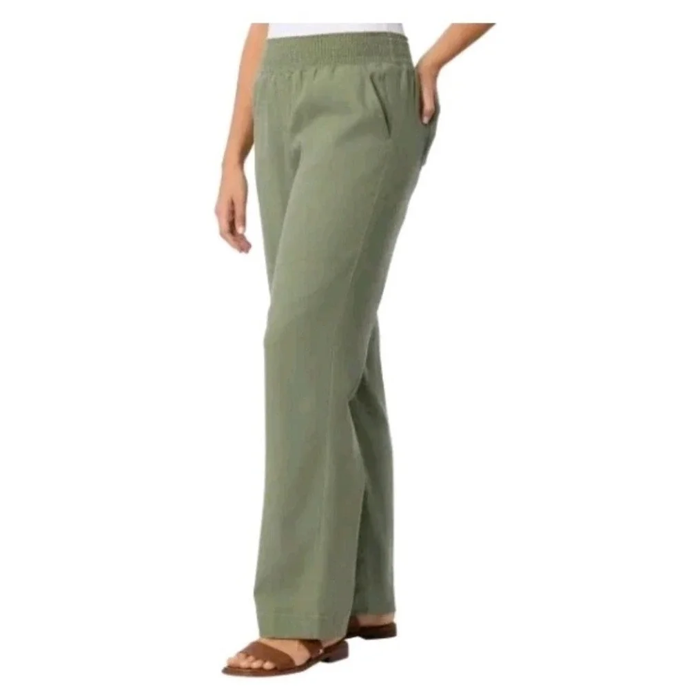 Briggs Women's Linen Blend Pull-On Pants, Green, Size XL - Picture 2 of 5